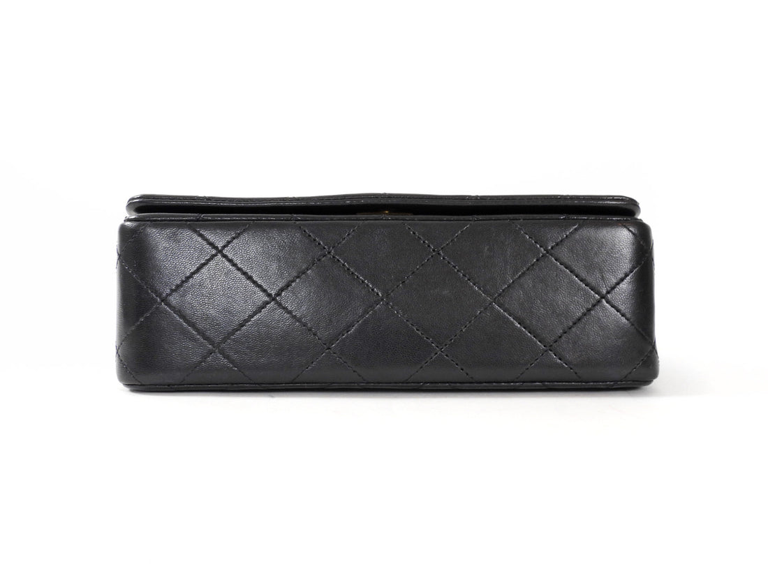 Chanel Vintage 1989 Black Quilted Leather Mini Full Flap Bag