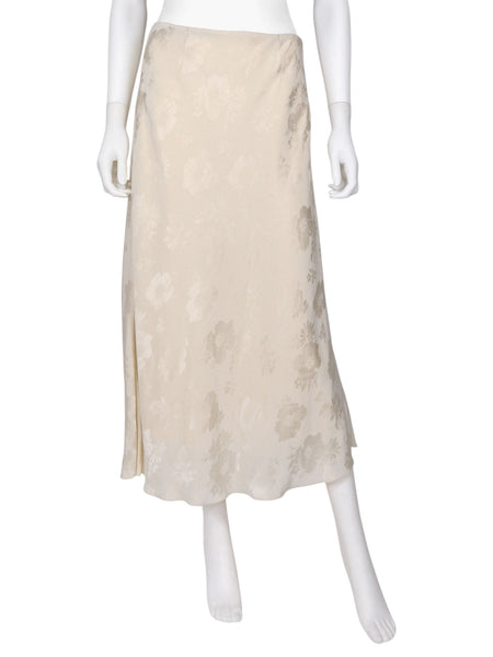 Forte Forte Ivory Floral Bouquet Jacquard Bias Skirt - S