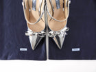Prada Silver Metallic Sculptural Wedge Heel Shoes - 36 / 5.5