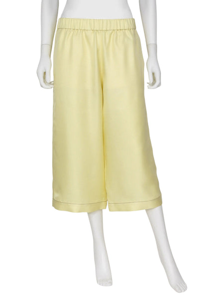 Aflalo Yellow Silk Wide Cropped Maroc PJ Pants - S