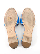 Loro Piana Blue Suede Summer Charms Slide Flat Sandals - 36.5