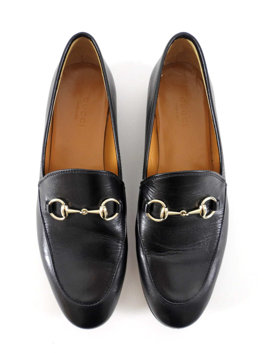 Gucci Black Smooth Leather Jordaan Horsebit Loafers - 37.5