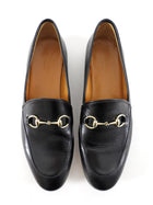 Gucci Black Smooth Leather Jordaan Horsebit Loafers - 37.5