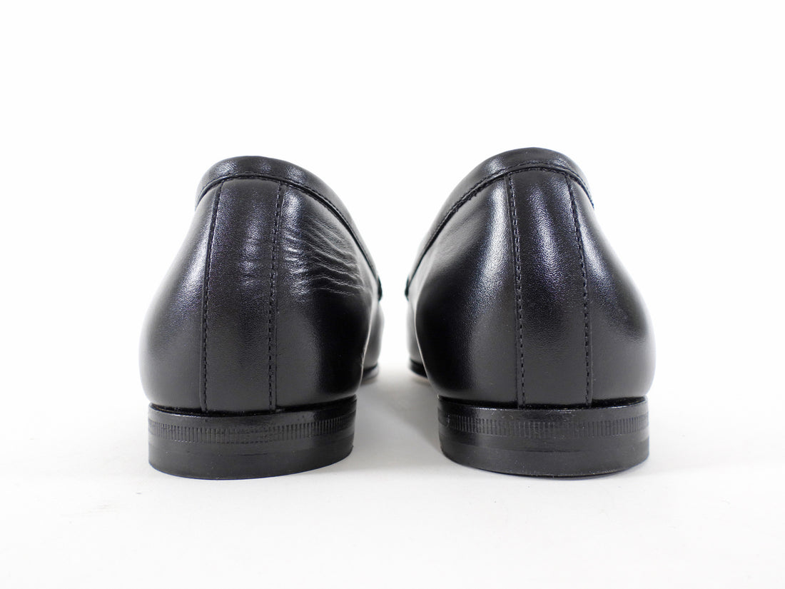 Gucci Black Smooth Leather Jordaan Horsebit Loafers - 37.5