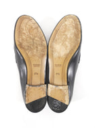 Gucci Black Smooth Leather Jordaan Horsebit Loafers - 37.5