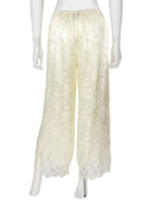 Reformation Pale Yellow Carolina Satin Floral Jacquard Lace Hem PJ Pants - S