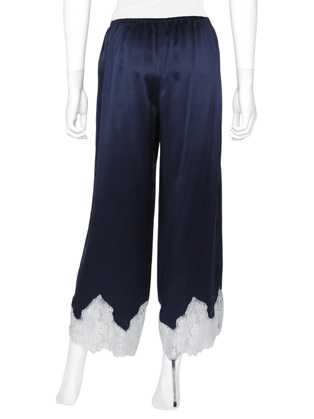 Reformation Navy Blue Carolina Silk Lace Hem PJ Pants - S