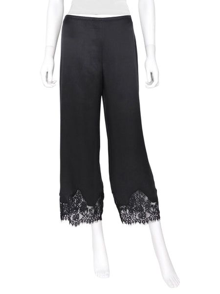 Reformation Black Carolina Silk Lace Hem PJ Pants - S