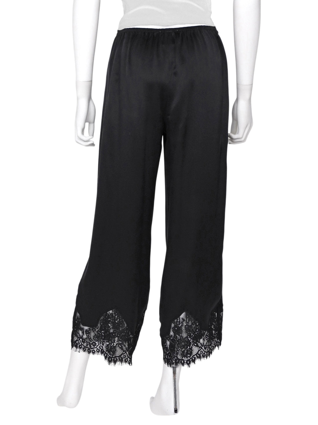 Reformation Black Carolina Silk Lace Hem PJ Pants - S