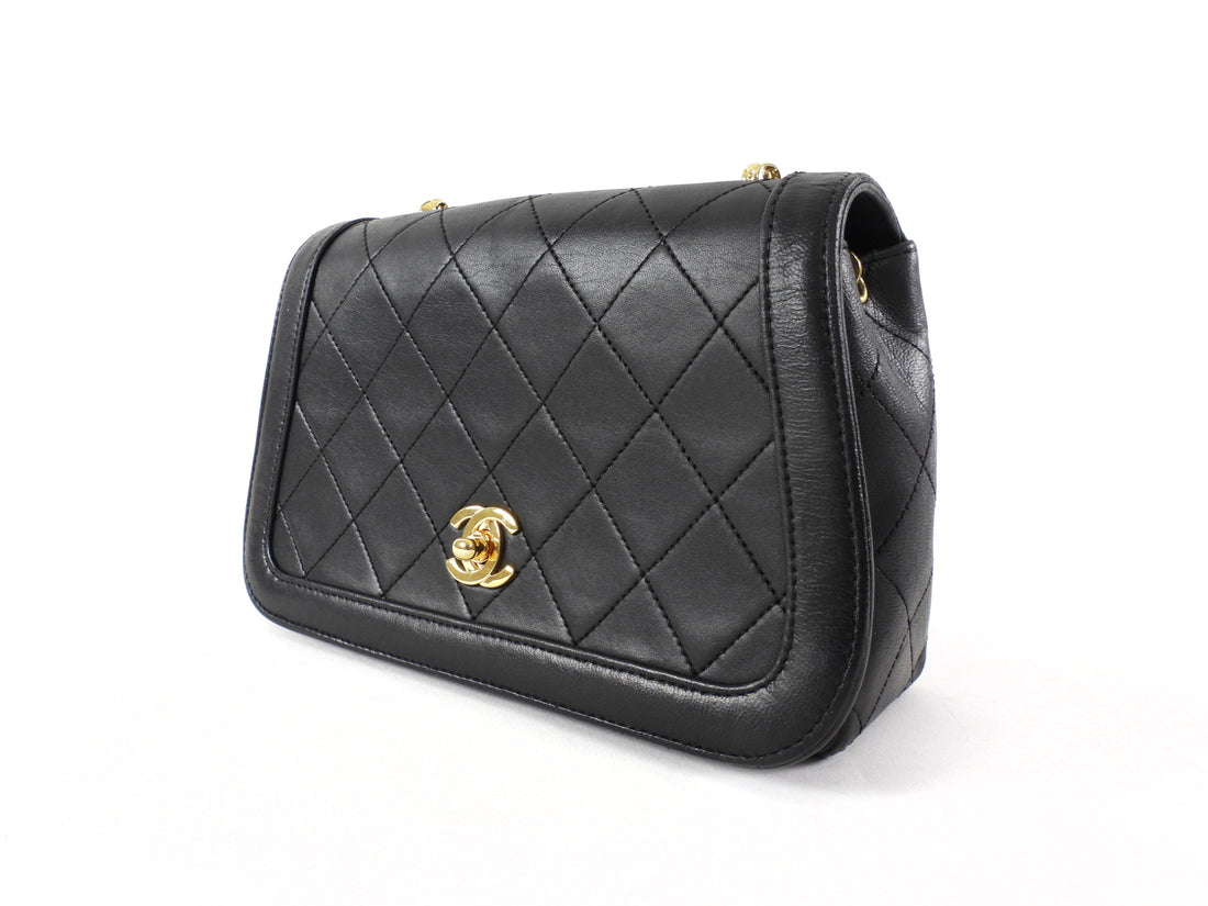 Chanel Vintage 1989 Black Leather Mini Bijoux Curve Full Flap Bag