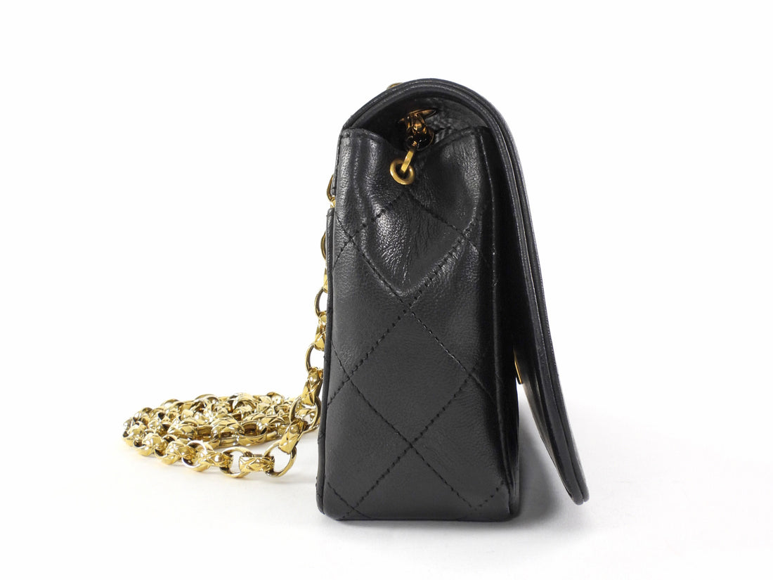 Chanel Vintage 1989 Black Leather Mini Bijoux Curve Full Flap Bag