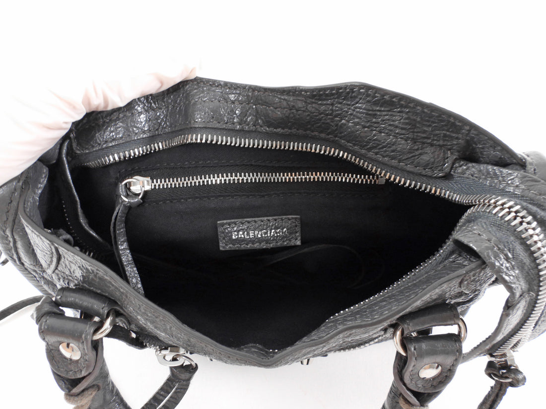 Balenciaga Dark Slate Grey Classic Mini City Bag SHW