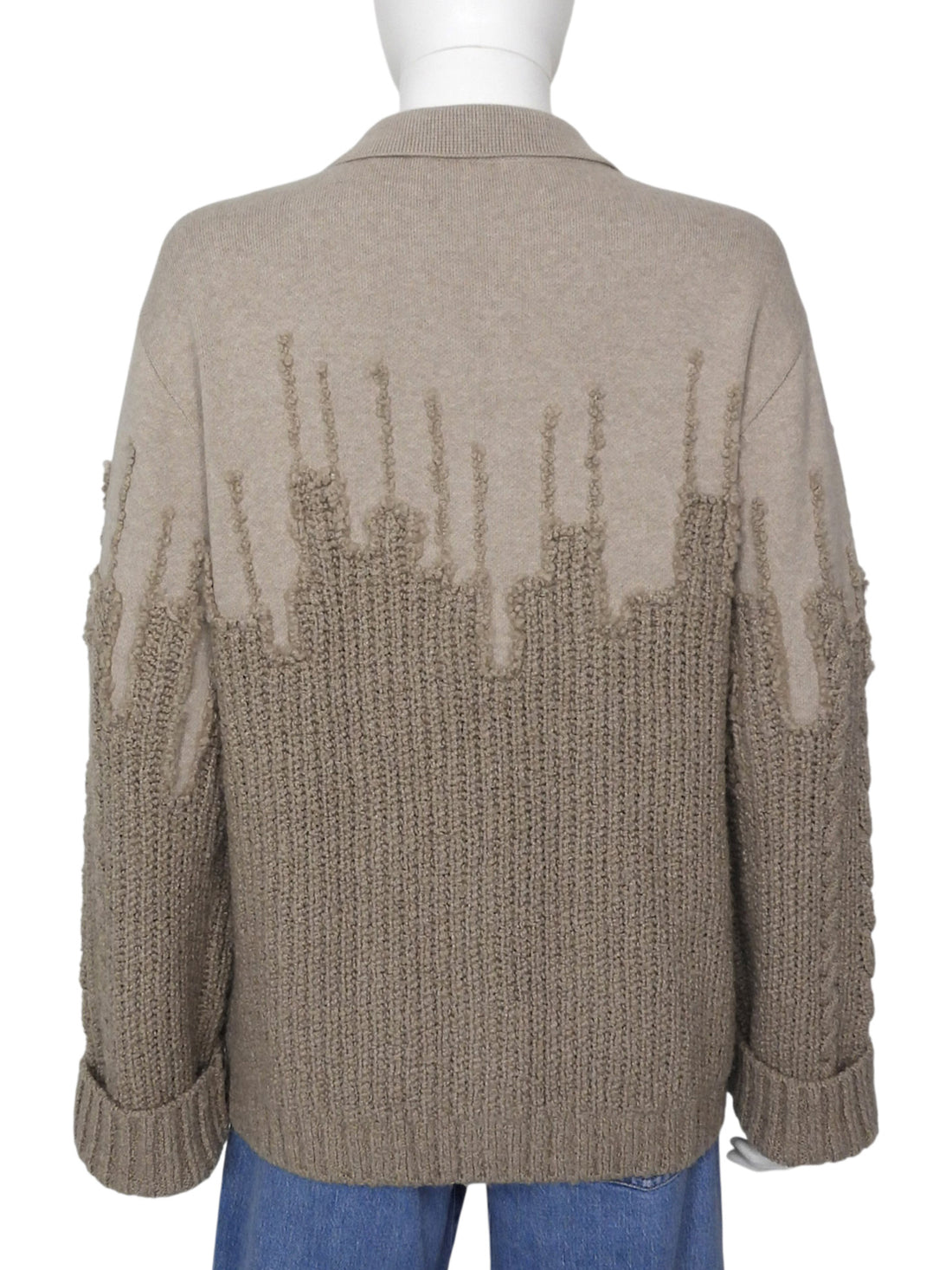 La Ligne Taupe Nuage Combo Chunky Knit Cardigan Sweater - S