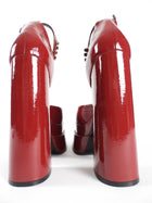 Versace Red Patent Leather Jewel Medusa Aevitas Buckled Platform Pumps - 40.5