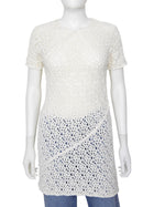 Toteme White Crochet Knitted Twist Top - M