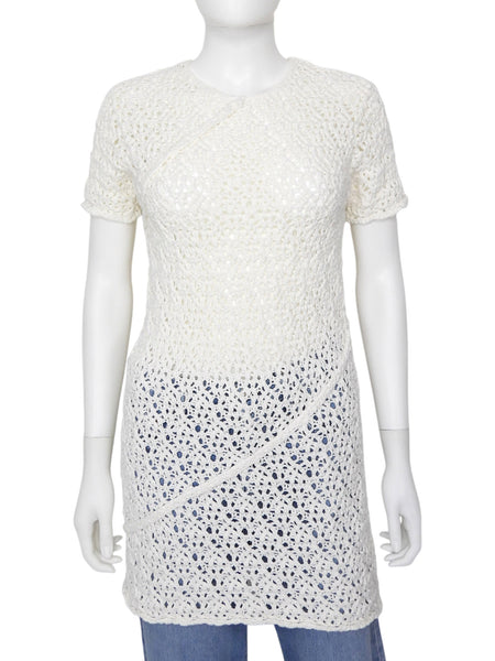 Toteme White Crochet Knitted Twist Top - M