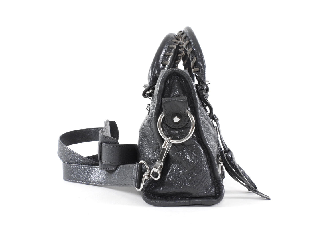 Balenciaga Dark Slate Grey Classic Mini City Bag SHW