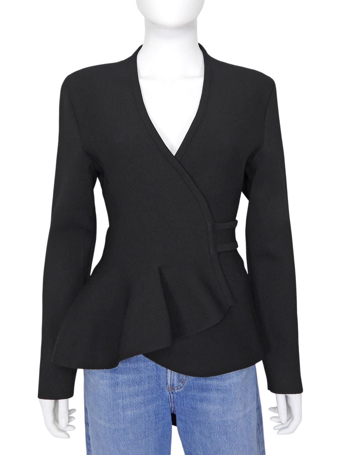Scanlon Theodore Black Double Knit Wrap Jacket - S