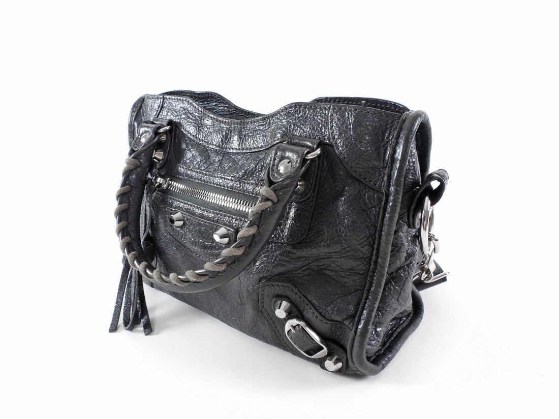 Balenciaga Dark Slate Grey Classic Mini City Bag SHW