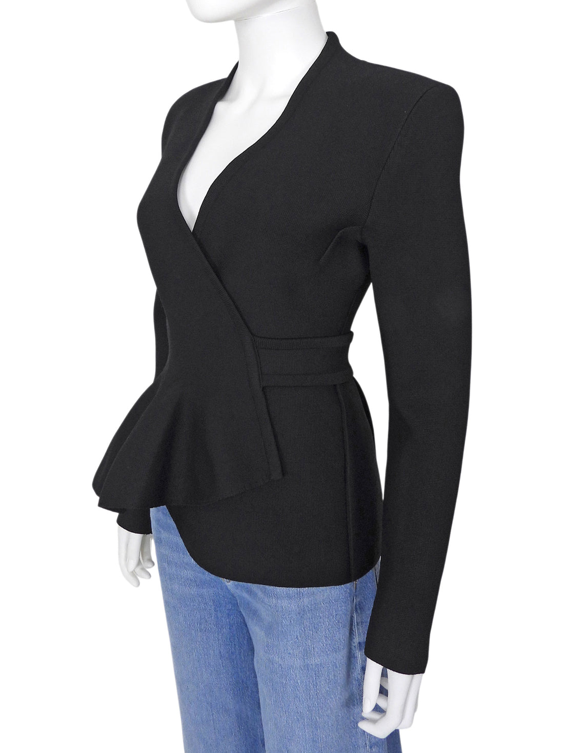 Scanlon Theodore Black Double Knit Wrap Jacket - S