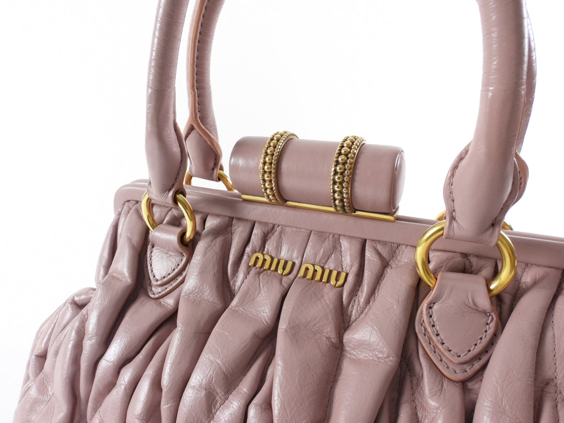 Miu Miu Metelasse Quilted Rose Quartz Pink Leather Frame Bag