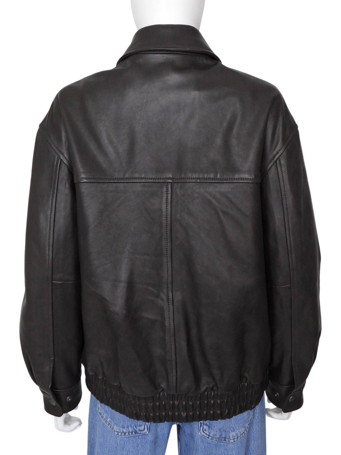 Aritzia Dark Brown Jones Leather Zip Bomber Jacket - XS