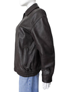 Aritzia Dark Brown Jones Leather Zip Bomber Jacket - XS