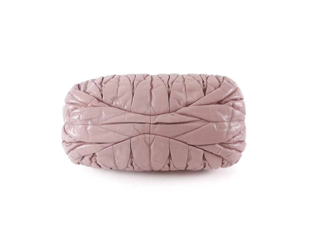 Miu Miu Metelasse Quilted Rose Quartz Pink Leather Frame Bag