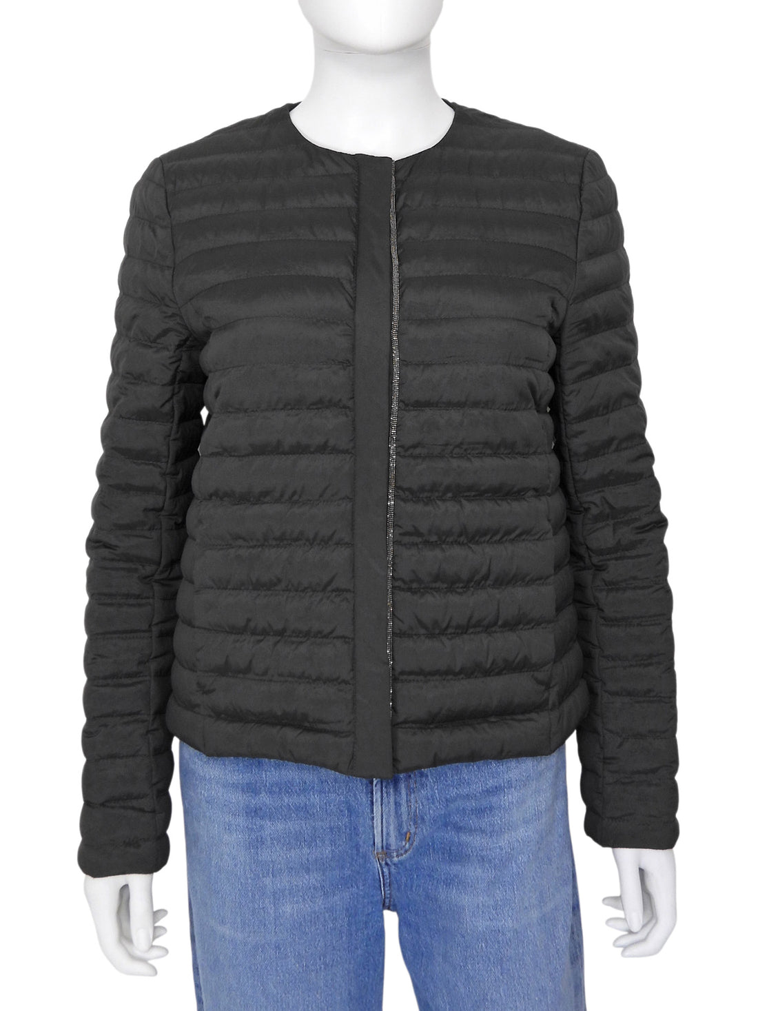Brunello Cucinelli Charcoal Light Down Quilt Monili Jacket -  M / 44
