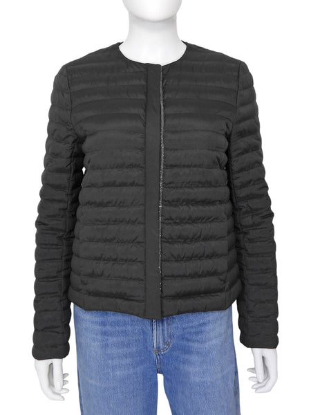 Brunello Cucinelli Charcoal Light Down Quilt Monili Jacket -  M / 44