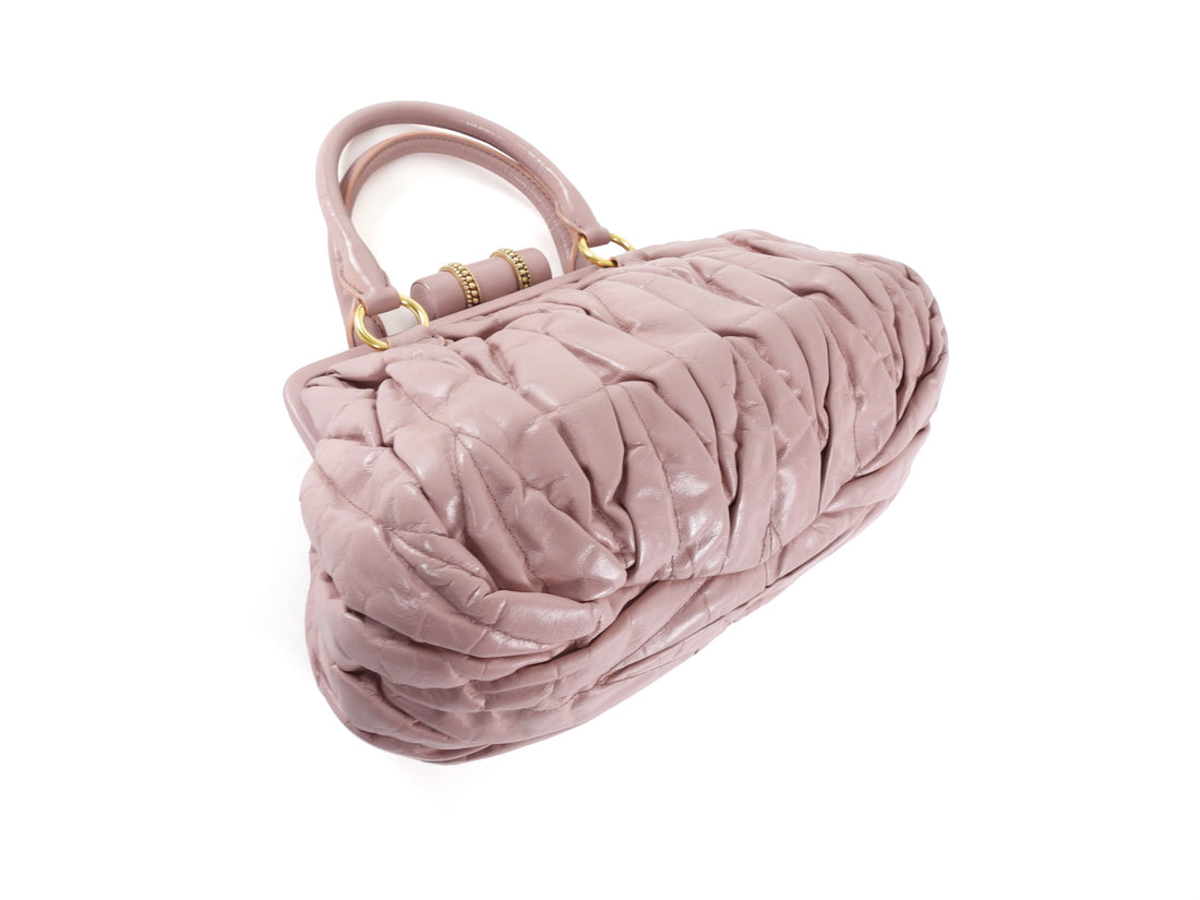 Miu Miu Metelasse Quilted Rose Quartz Pink Leather Frame Bag