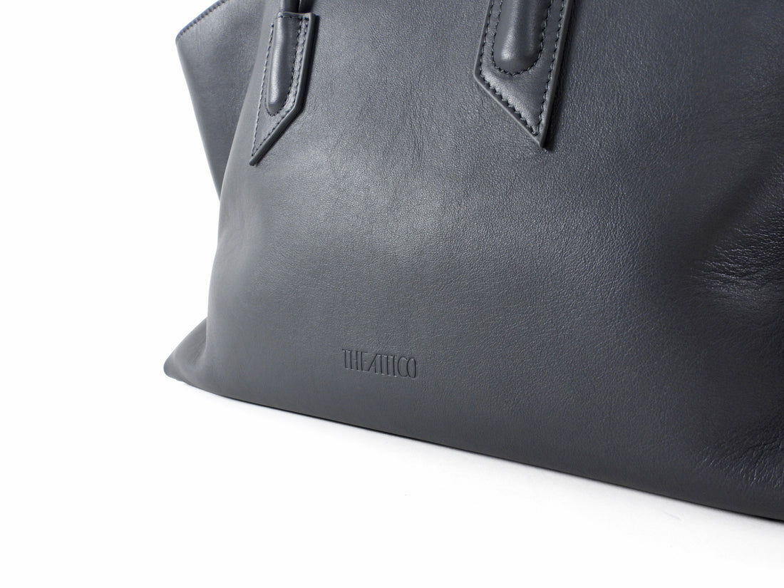 The Attico Medium La Passeggiata Slate Grey Leather Tote Bag