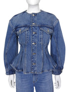 Frame Blue Collarless Nipped Waist Denim Jacket - S