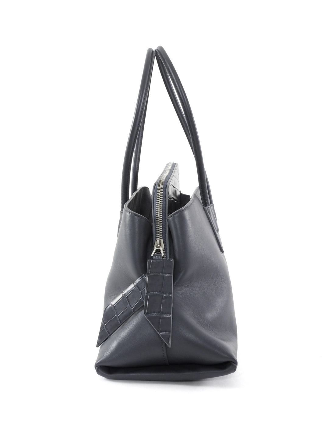 The Attico Medium La Passeggiata Slate Grey Leather Tote Bag