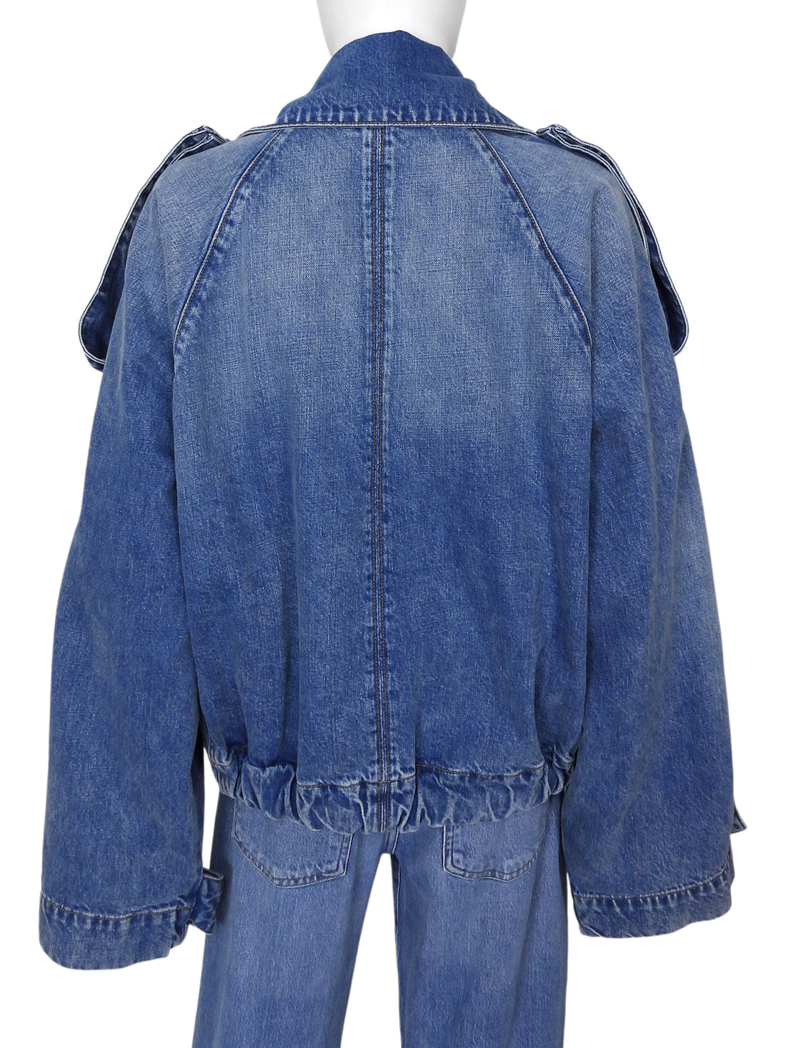 Brandon Maxwell Blue The Regan Denim Short Trench Coat - M