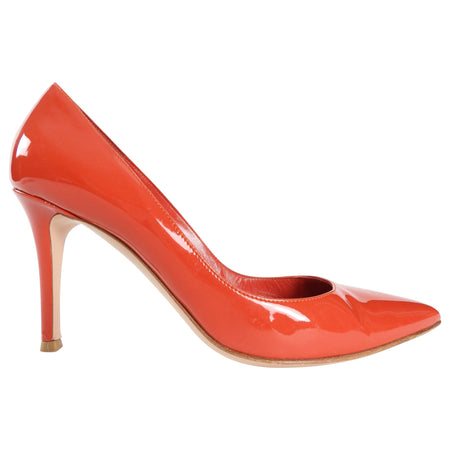 Gianvito Rossi Coral Red Patent Leather Pump - 7.5