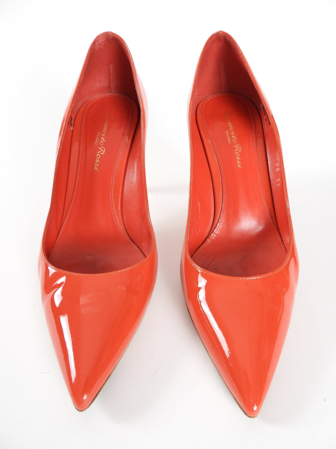 Gianvito Rossi Coral Red Patent Leather Pump - 7.5