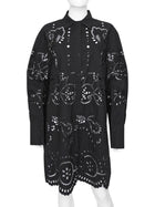 Nili Lotan Black Broderie Eyelet Lace Shirt Dress - S