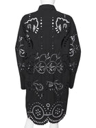 Nili Lotan Black Broderie Eyelet Lace Shirt Dress - S
