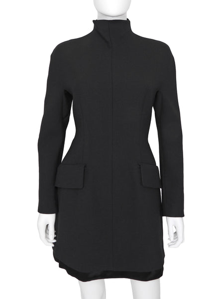 SportMax Black Tefrite Mock Neck Mini Dress - IT 44 / M