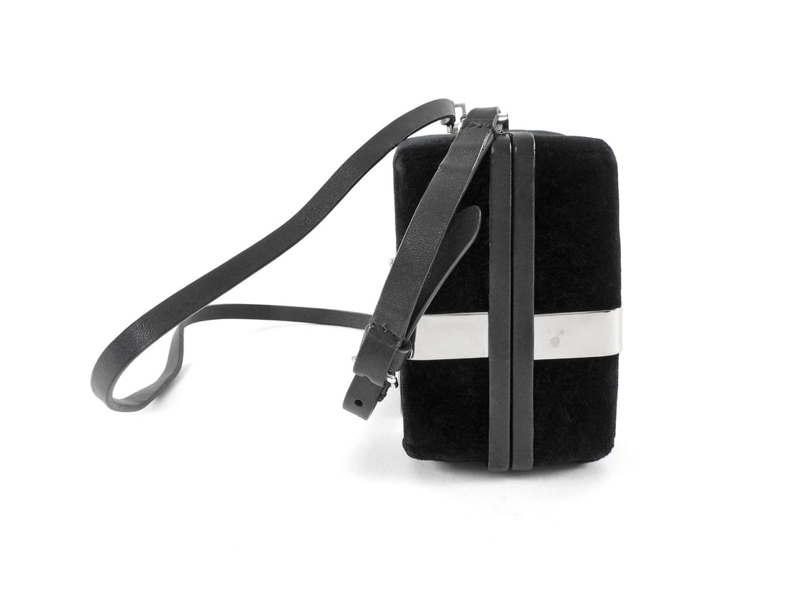 Alexander McQueen Black Velvet Caged Box Bag