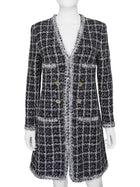 Giambattista Valli Grey Tweed Logo Button Long Sleeve Short Dress -  IT 44
