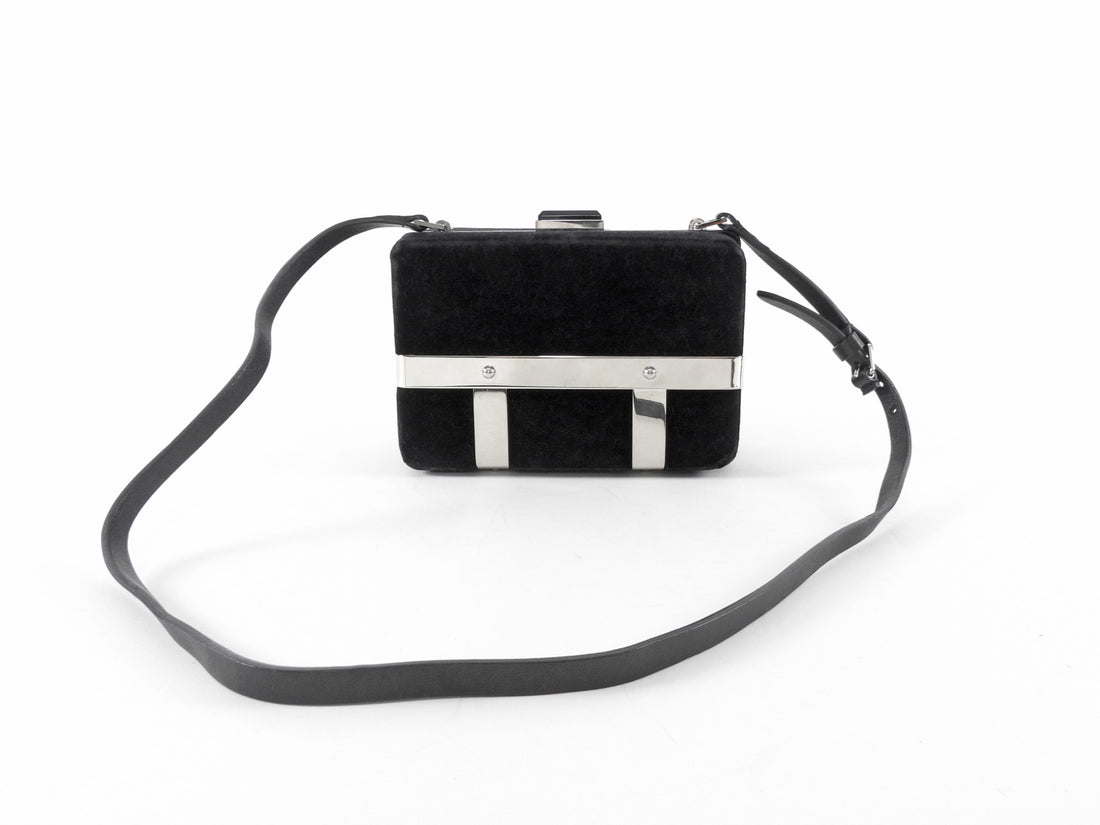 Alexander McQueen Black Velvet Caged Box Bag