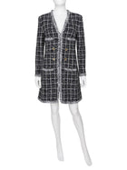 Giambattista Valli Grey Tweed Logo Button Long Sleeve Short Dress -  IT 44