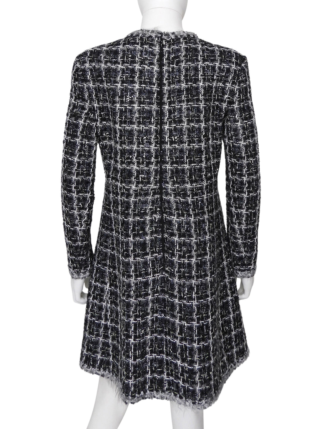 Giambattista Valli Grey Tweed Logo Button Long Sleeve Short Dress -  IT 44
