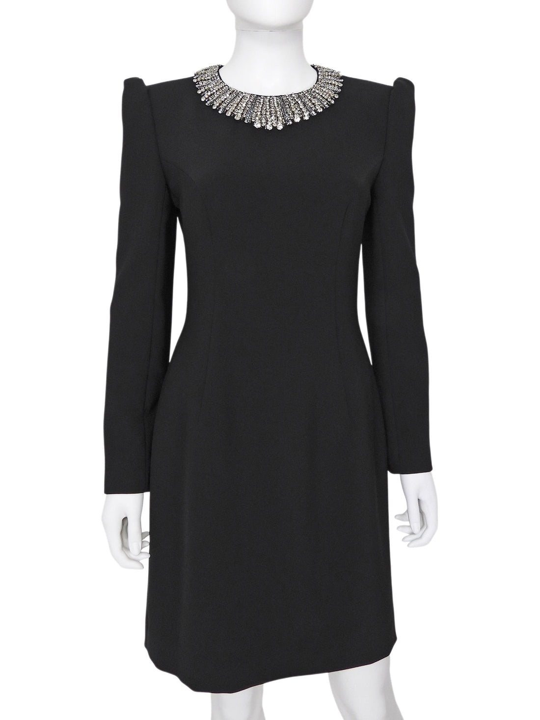 Jenny Packham Black Long Sleeve Crystal Embellished Short Dress - 8