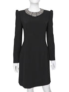 Jenny Packham Black Long Sleeve Crystal Embellished Short Dress - 8