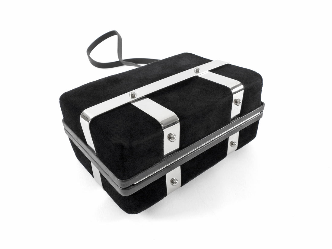 Alexander McQueen Black Velvet Caged Box Bag
