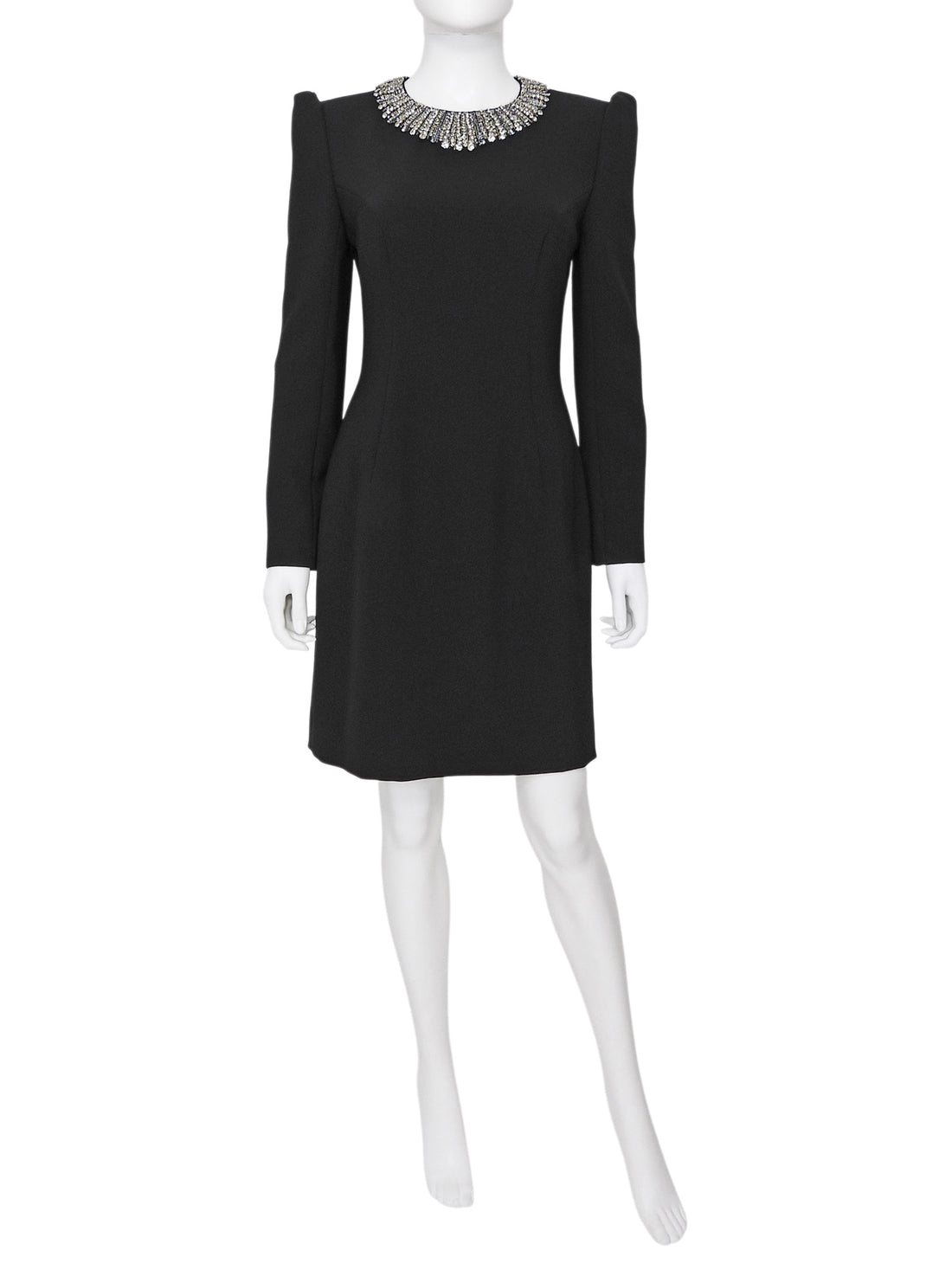 Jenny Packham Black Long Sleeve Crystal Embellished Short Dress - 8