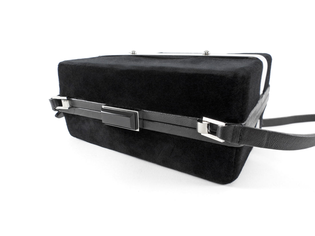 Alexander McQueen Black Velvet Caged Box Bag